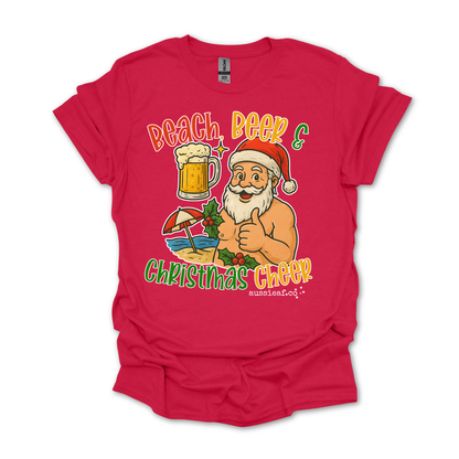 Beach Beer & Christmas Cheer Tee | Aussie Santa Shirt