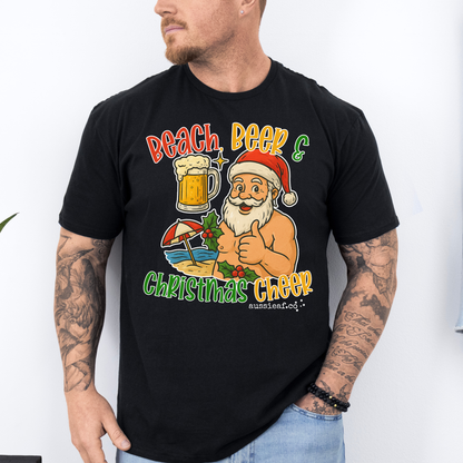 Beach Beer & Christmas Cheer Tee | Aussie Santa Shirt