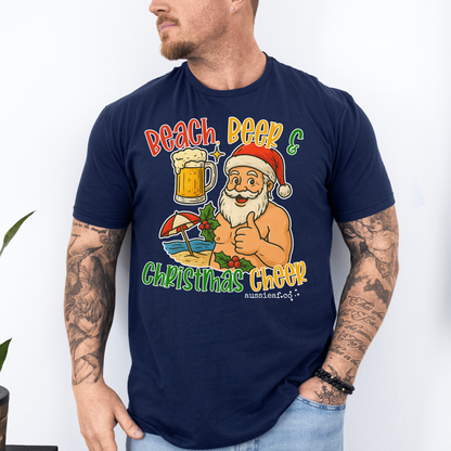 Beach Beer & Christmas Cheer Tee | Aussie Santa Shirt