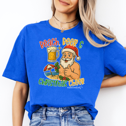 Beach Beer & Christmas Cheer Tee | Aussie Santa Shirt