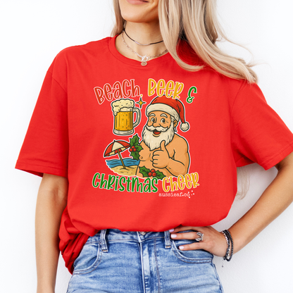 Beach Beer & Christmas Cheer Tee | Aussie Santa Shirt