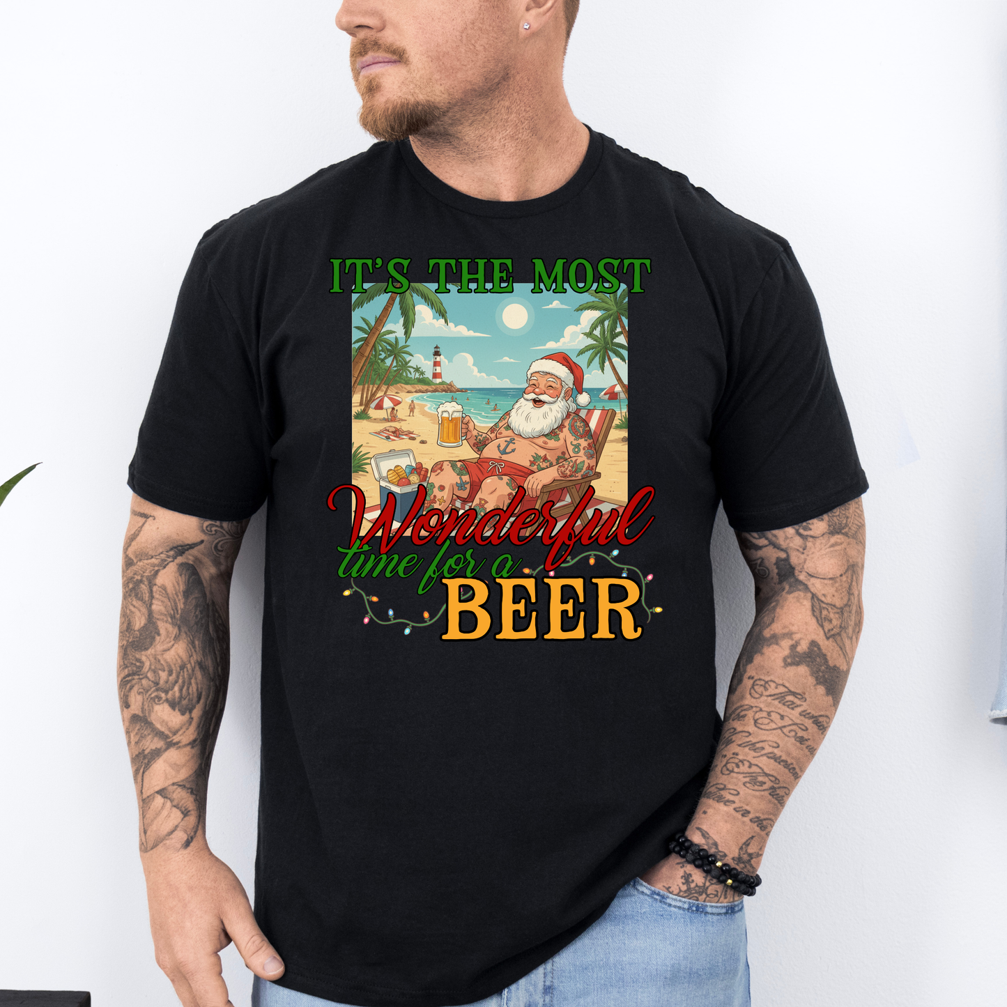 It’s the Most Wonderful Time for a Beer Santa Shirt | Aussie Santa Christmas Shirt | AussieAF Clothing