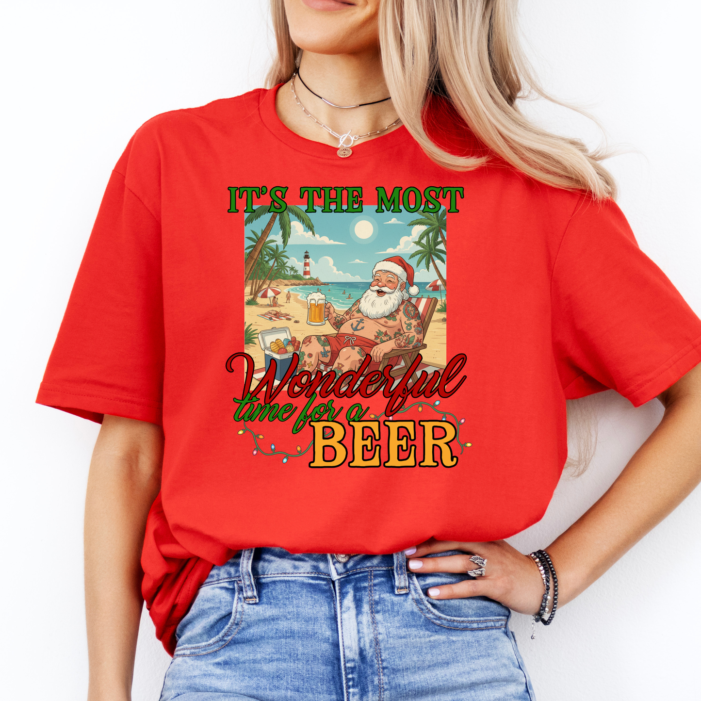 It’s the Most Wonderful Time for a Beer Santa Shirt | Aussie Santa Christmas Shirt | AussieAF Clothing