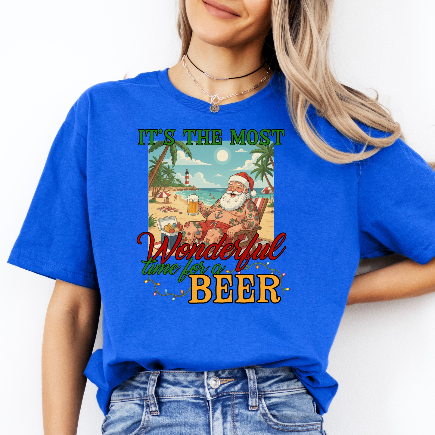 It’s the Most Wonderful Time for a Beer Santa Shirt | Aussie Santa Christmas Shirt | AussieAF Clothing