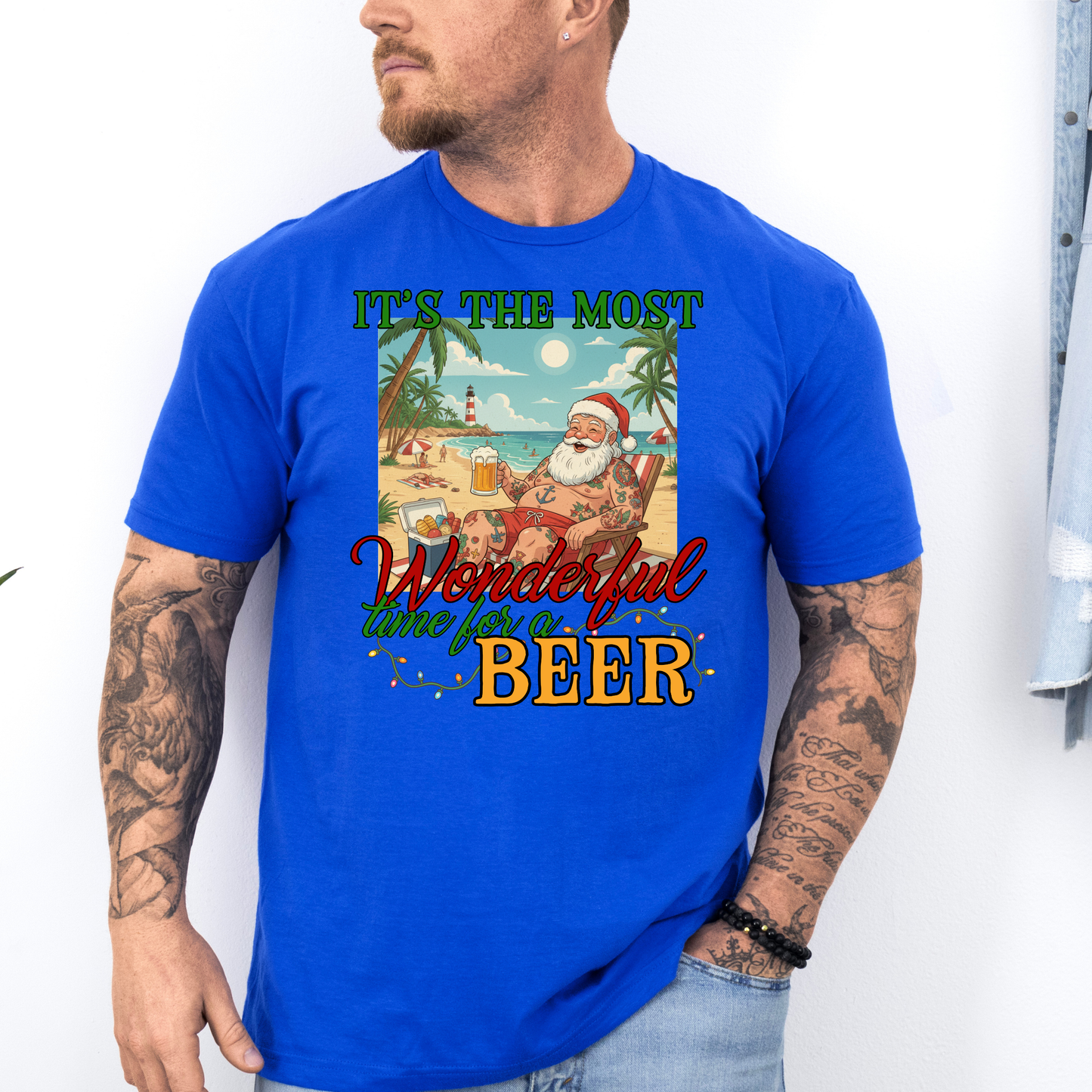It’s the Most Wonderful Time for a Beer Santa Shirt | Aussie Santa Christmas Shirt | AussieAF Clothing