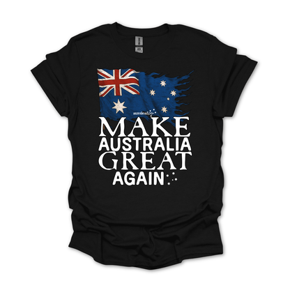 Make Australia Great Again Tattered Australian Flag Unisex FRONT Print Shirt