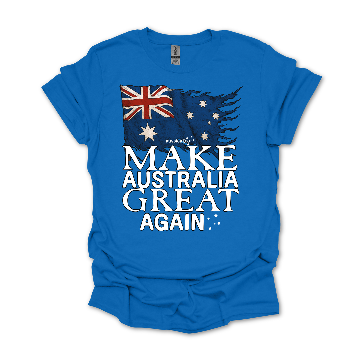Make Australia Great Again Tattered Australian Flag Unisex FRONT Print Shirt