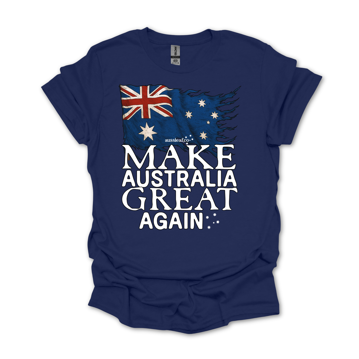 Make Australia Great Again Tattered Australian Flag Unisex FRONT Print Shirt