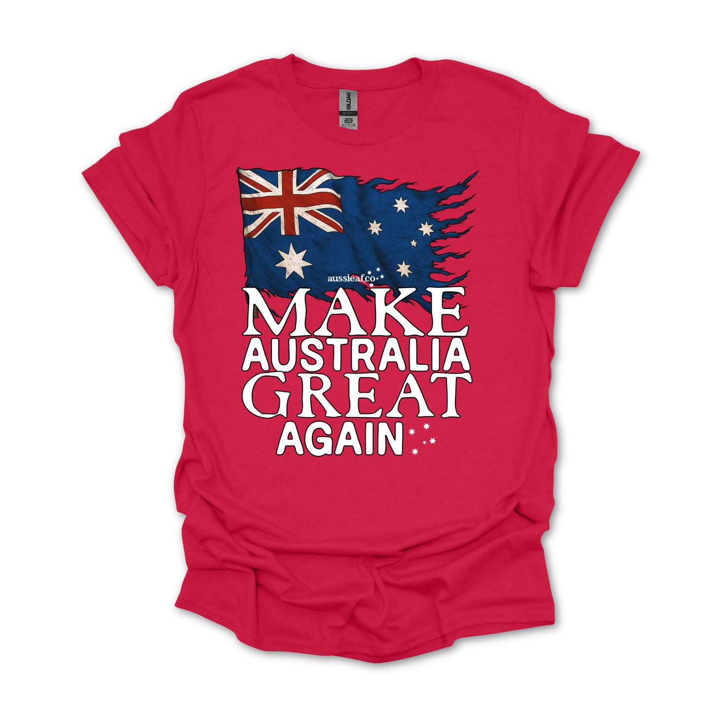 Make Australia Great Again Tattered Australian Flag Unisex FRONT Print Shirt