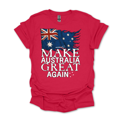 Make Australia Great Again Tattered Australian Flag Unisex FRONT Print Shirt