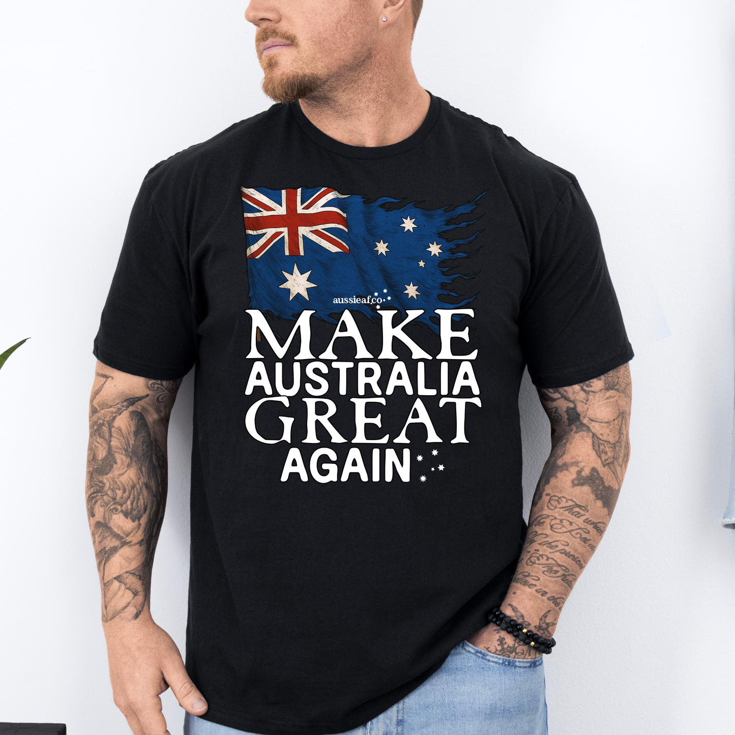 Make Australia Great Again Tattered Australian Flag Unisex FRONT Print Shirt