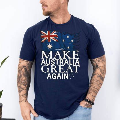 Make Australia Great Again Tattered Australian Flag Unisex FRONT Print Shirt