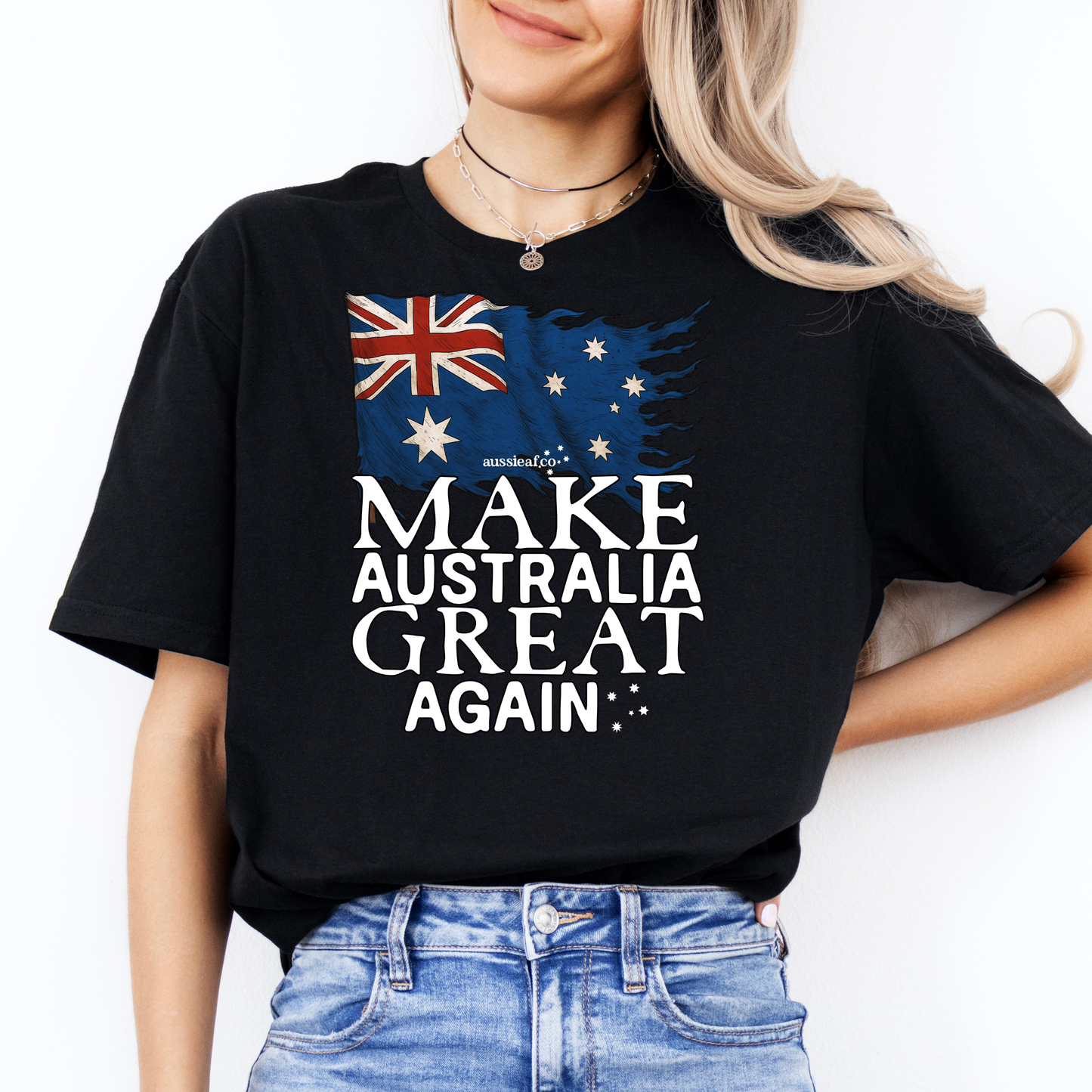 Make Australia Great Again Tattered Australian Flag Unisex FRONT Print Shirt
