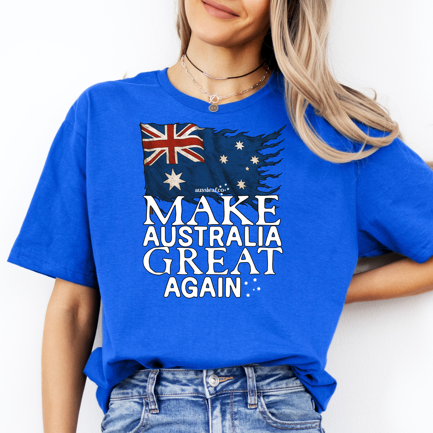 Make Australia Great Again Tattered Australian Flag Unisex FRONT Print Shirt
