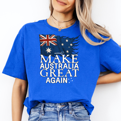 Make Australia Great Again Tattered Australian Flag Unisex FRONT Print Shirt