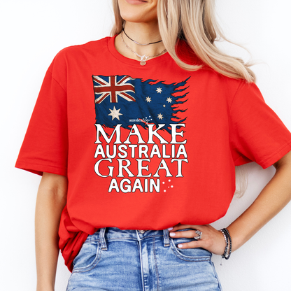 Make Australia Great Again Tattered Australian Flag Unisex FRONT Print Shirt