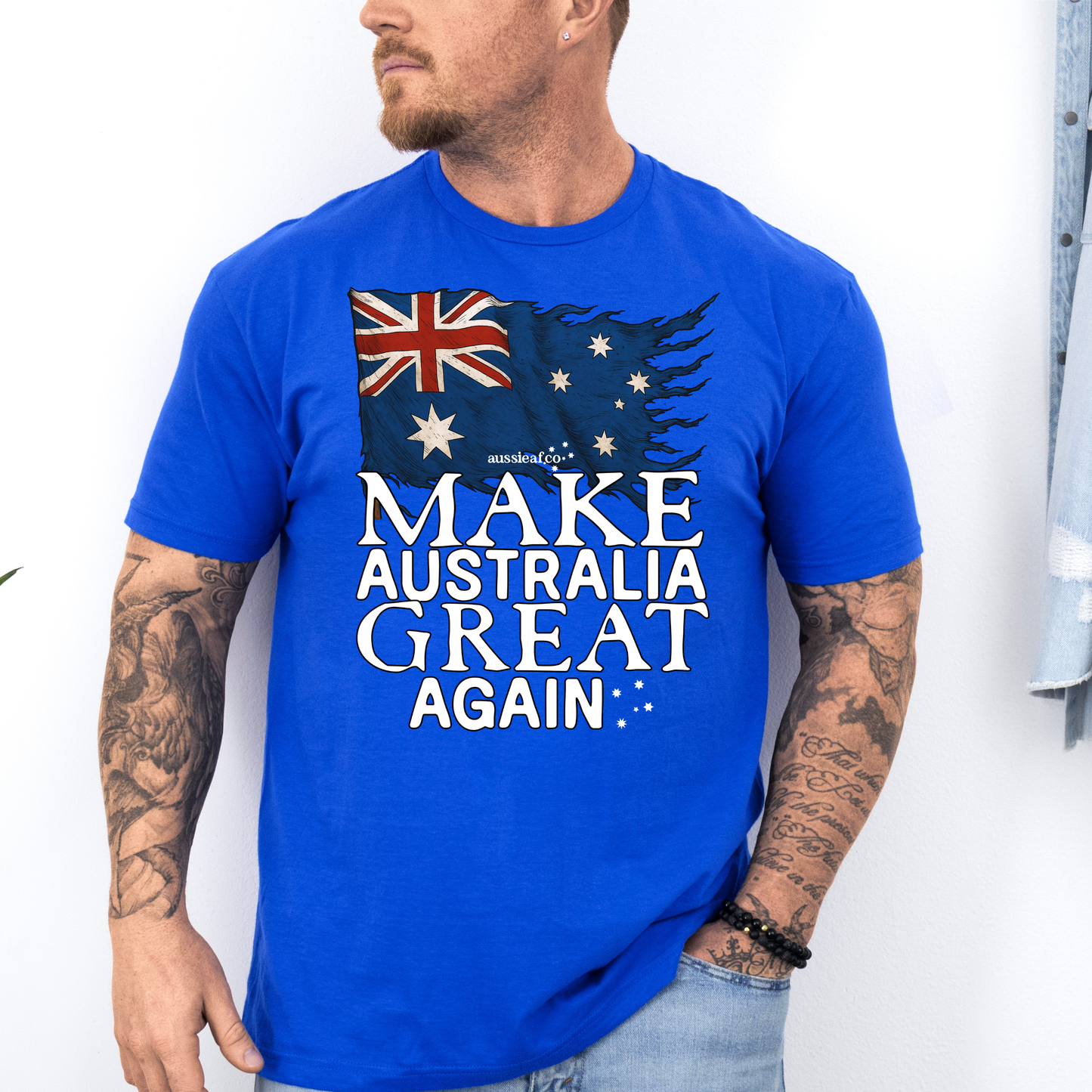 Make Australia Great Again Tattered Australian Flag Unisex FRONT Print Shirt
