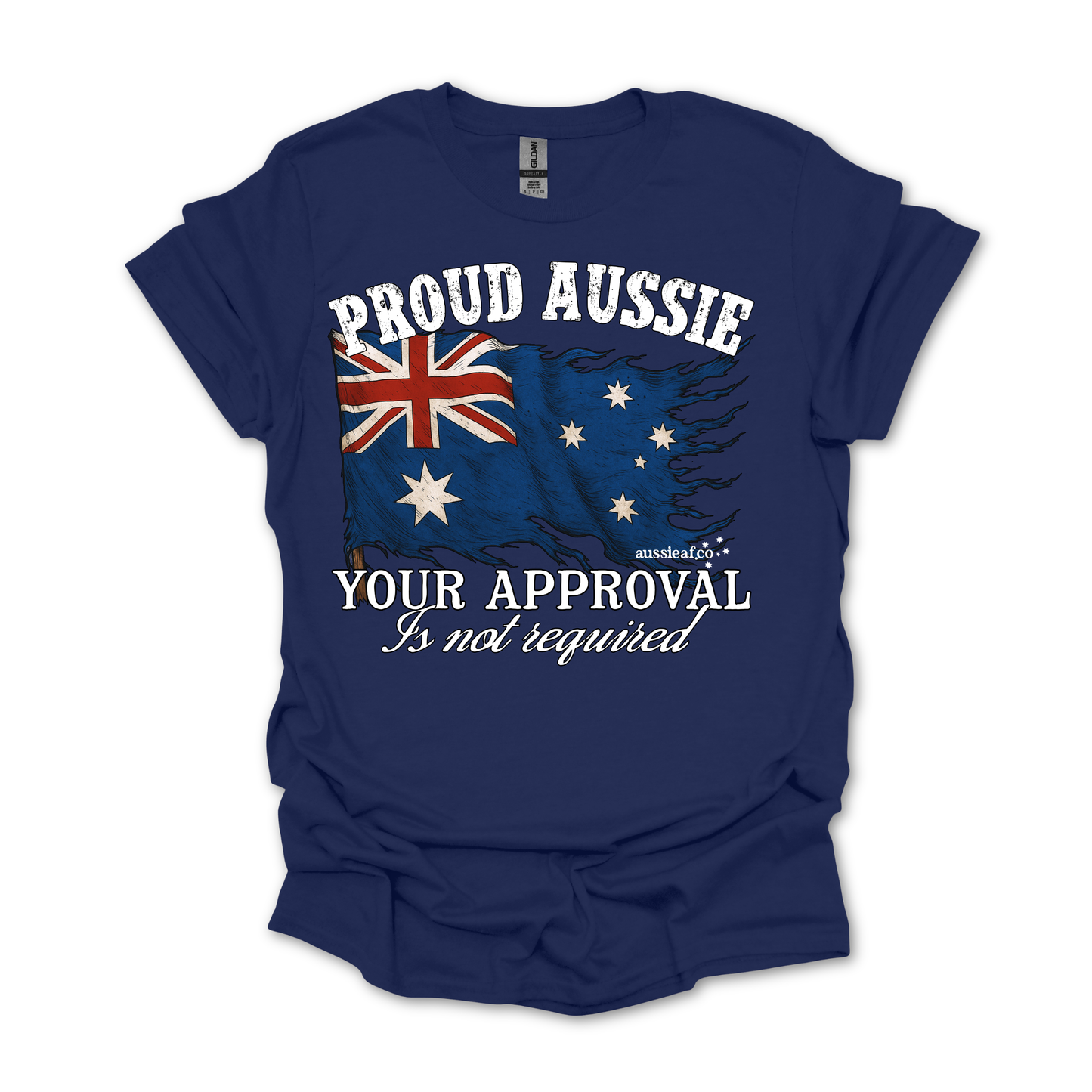 Proud to be Aussie Tattered Australian Flag Unisex FRONT Print Shirt