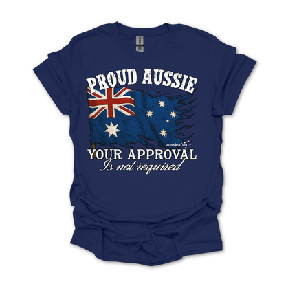 Proud to be Aussie Tattered Australian Flag Unisex FRONT Print Shirt