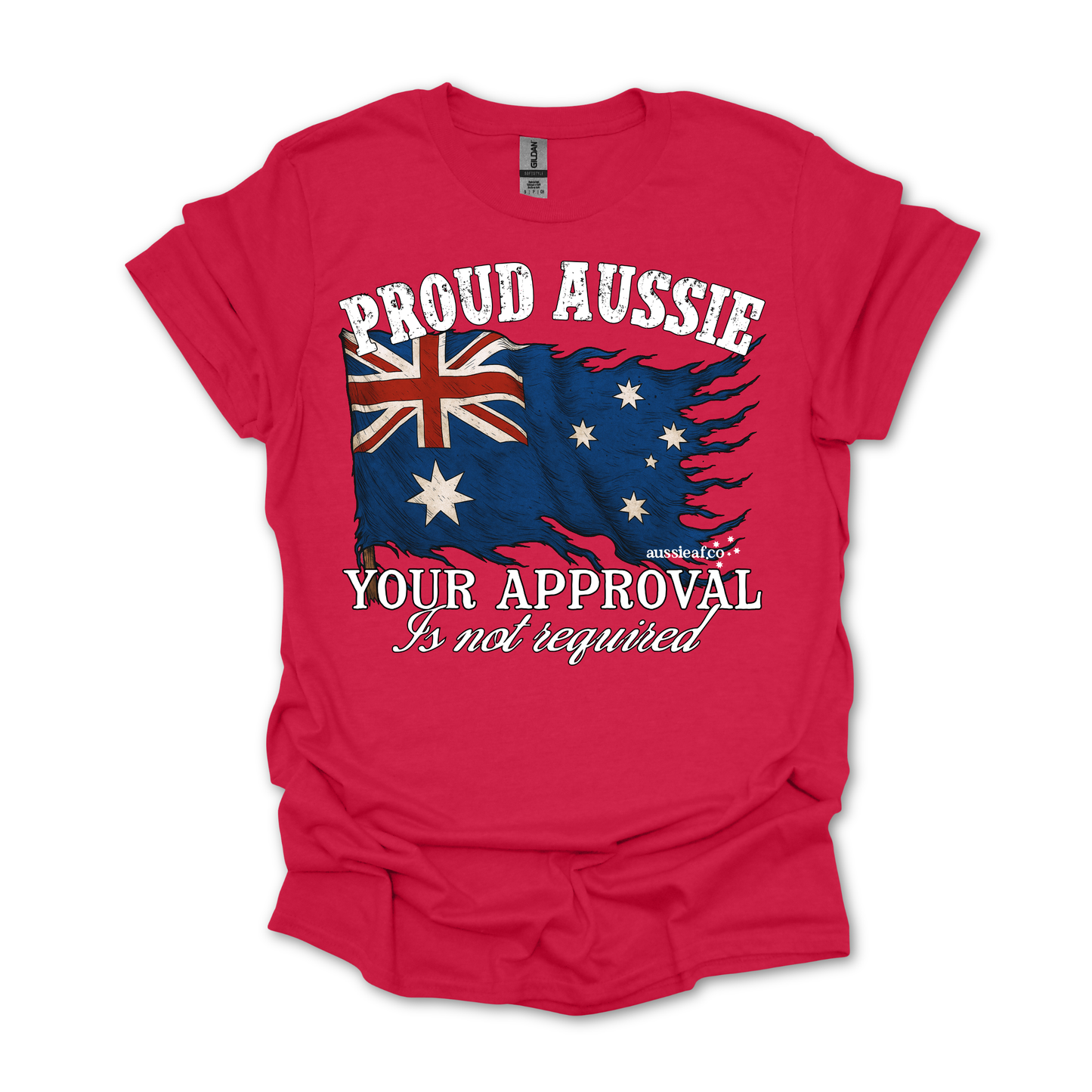 Proud to be Aussie Tattered Australian Flag Unisex FRONT Print Shirt