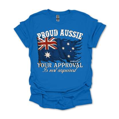 Proud to be Aussie Tattered Australian Flag Unisex FRONT Print Shirt