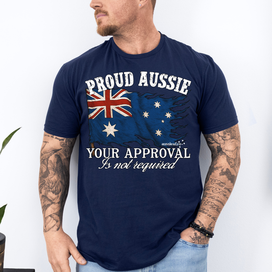 Proud to be Aussie Tattered Australian Flag Unisex FRONT Print Shirt