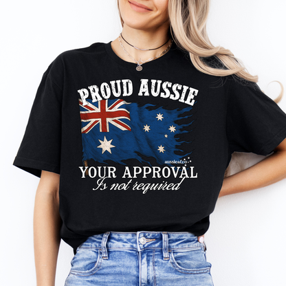 Proud to be Aussie Tattered Australian Flag Unisex FRONT Print Shirt