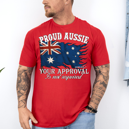 Proud to be Aussie Tattered Australian Flag Unisex FRONT Print Shirt
