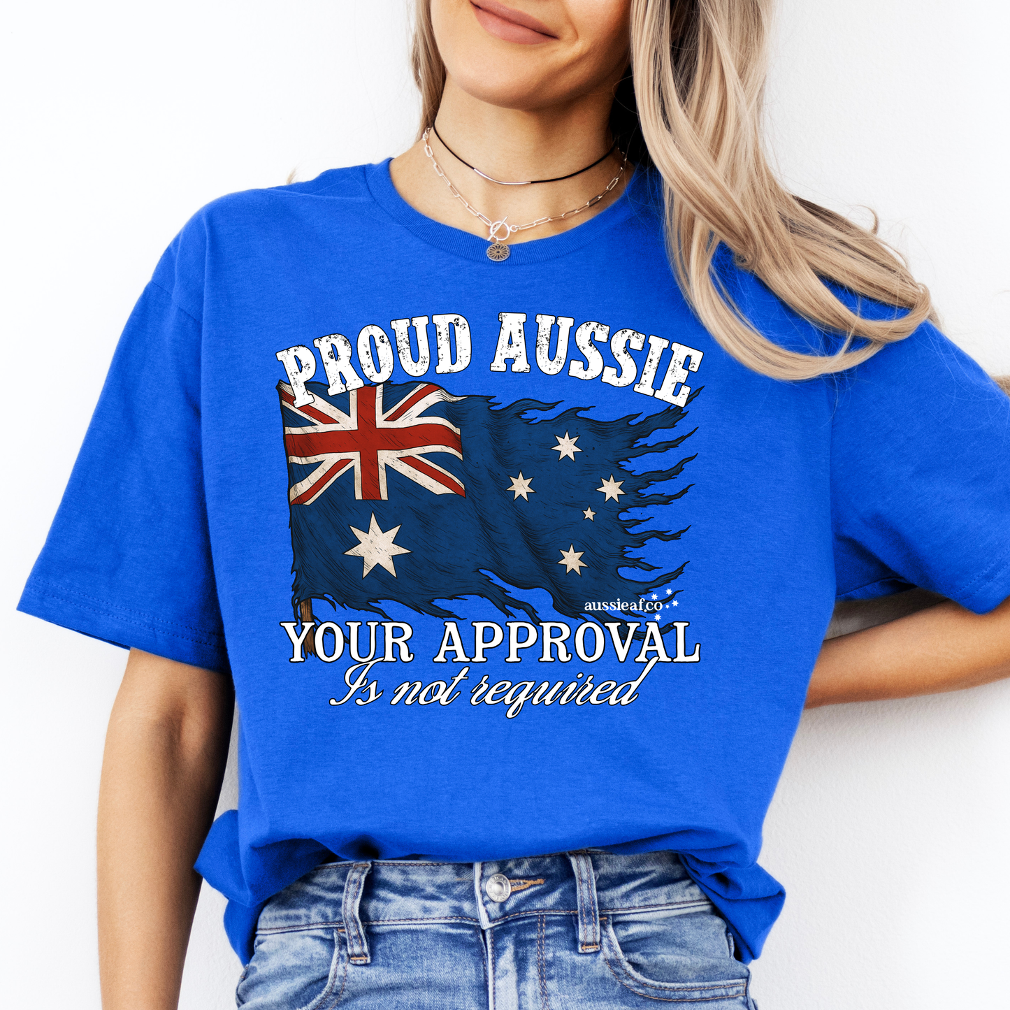 Proud to be Aussie Tattered Australian Flag Unisex FRONT Print Shirt