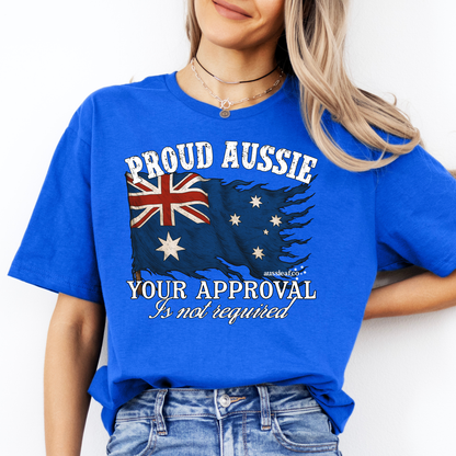 Proud to be Aussie Tattered Australian Flag Unisex FRONT Print Shirt
