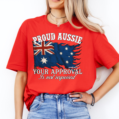 Proud to be Aussie Tattered Australian Flag Unisex FRONT Print Shirt