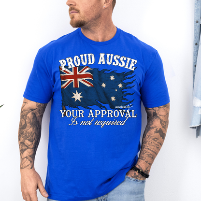 Proud to be Aussie Tattered Australian Flag Unisex FRONT Print Shirt