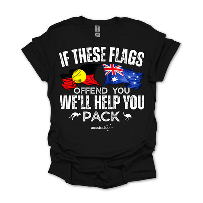 If These Flags Offend You Aboriginal/Australian Flags Unisex FRONT Print Shirt