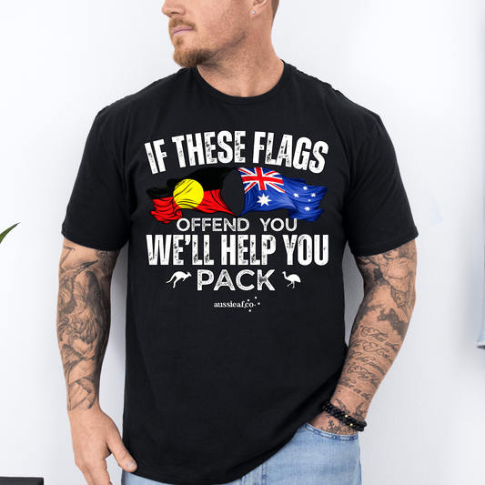 If These Flags Offend You Aboriginal/Australian Flags Unisex FRONT Print Shirt