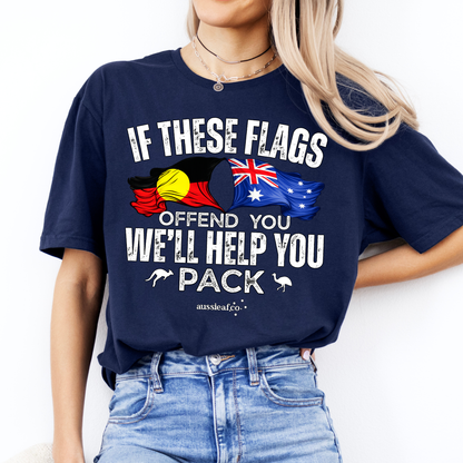 If These Flags Offend You Aboriginal/Australian Flags Unisex FRONT Print Shirt