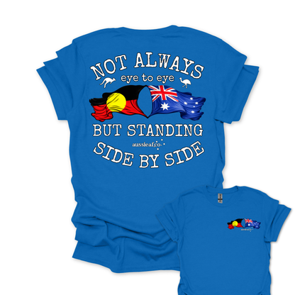 Standing Side by Side Aboriginal/Australian Flags Unisex Back & Front Print Shirt