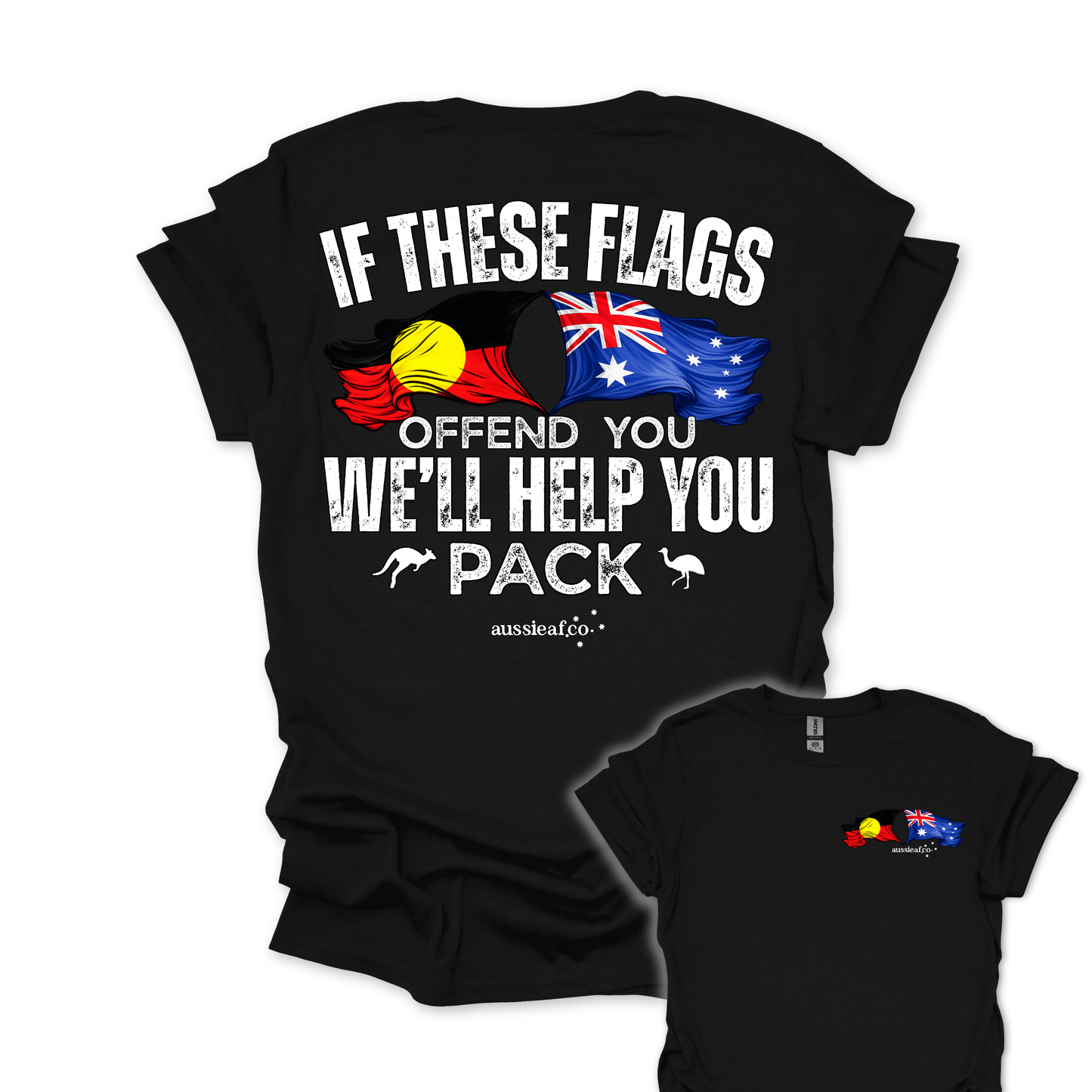 If These Flags Offend You Aboriginal/Australian Flags Unisex Back & Front Print Shirt