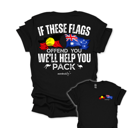 If These Flags Offend You Aboriginal/Australian Flags Unisex Back & Front Print Shirt