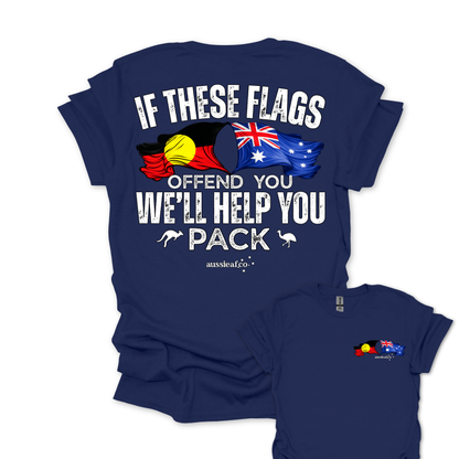 If These Flags Offend You Aboriginal/Australian Flags Unisex Back & Front Print Shirt