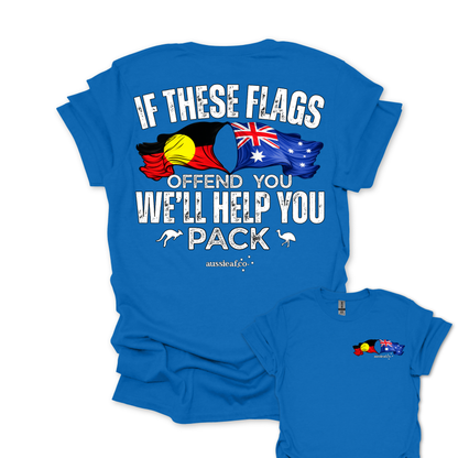 If These Flags Offend You Aboriginal/Australian Flags Unisex Back & Front Print Shirt