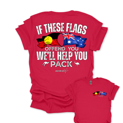 If These Flags Offend You Aboriginal/Australian Flags Unisex Back & Front Print Shirt