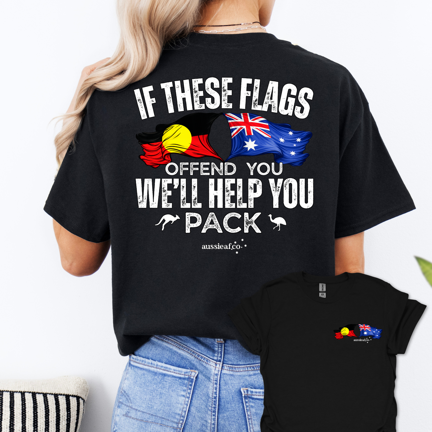 If These Flags Offend You Aboriginal/Australian Flags Unisex Back & Front Print Shirt
