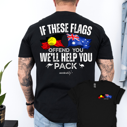 If These Flags Offend You Aboriginal/Australian Flags Unisex Back & Front Print Shirt
