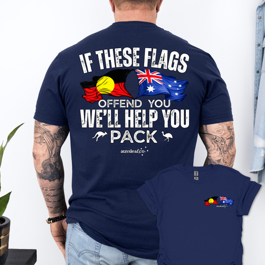 If These Flags Offend You Aboriginal/Australian Flags Unisex Back & Front Print Shirt