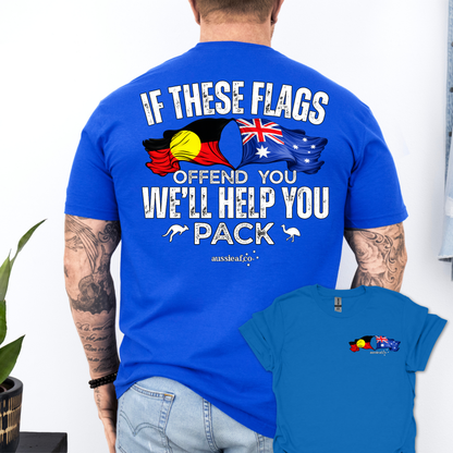 If These Flags Offend You Aboriginal/Australian Flags Unisex Back & Front Print Shirt