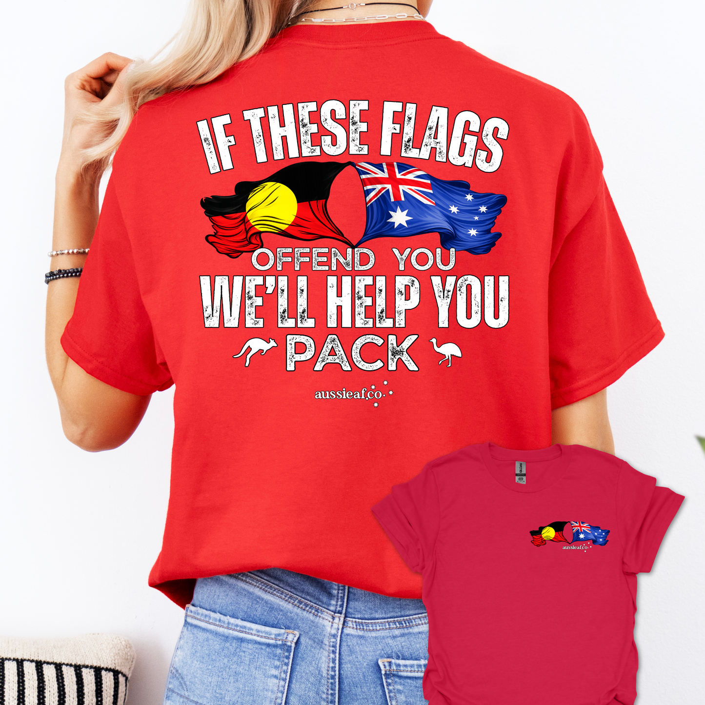 If These Flags Offend You Aboriginal/Australian Flags Unisex Back & Front Print Shirt