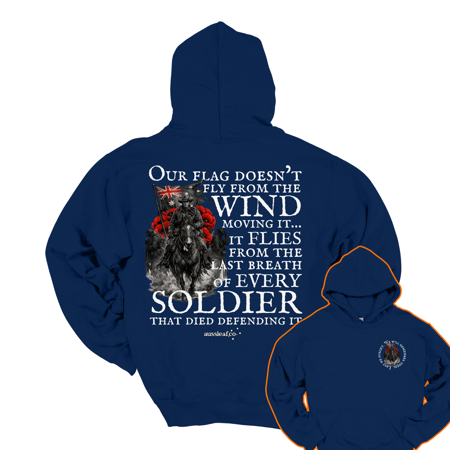 Our Flag Doesn't Fly Because of the Wind... Remembrance Back & Front Print Unisex Heavy Blend™ Hoodie