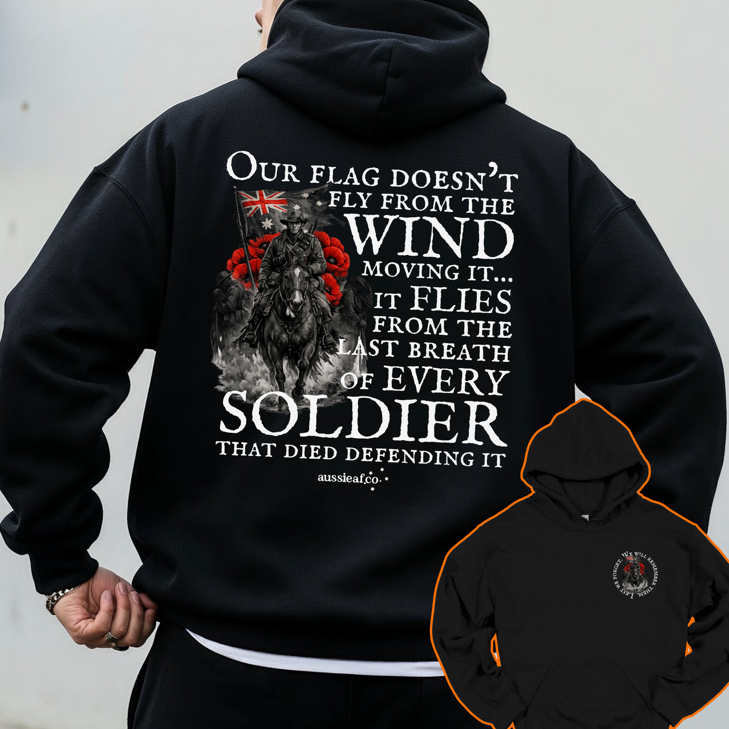 Our Flag Doesn't Fly Because of the Wind... Remembrance Back & Front Print Unisex Heavy Blend™ Hoodie