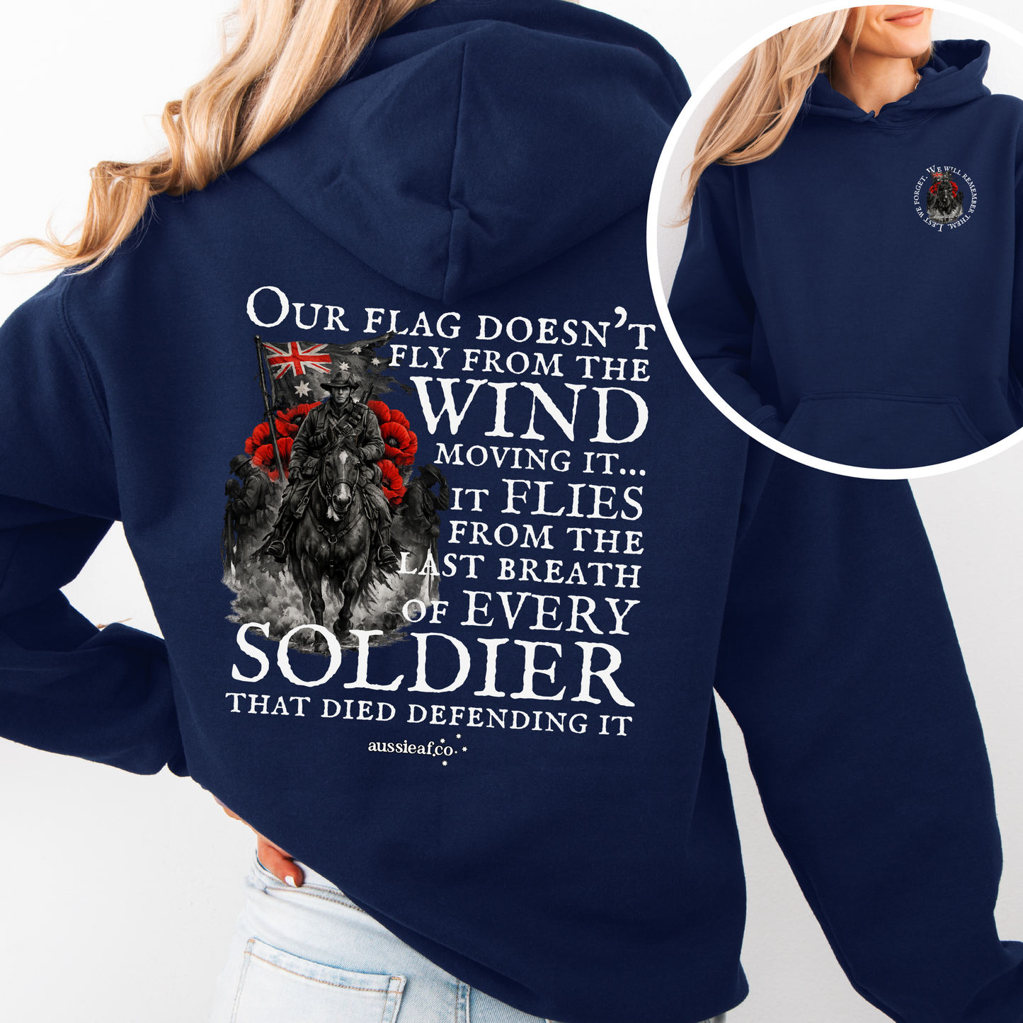 Our Flag Doesn't Fly Because of the Wind... Remembrance Back & Front Print Unisex Heavy Blend™ Hoodie