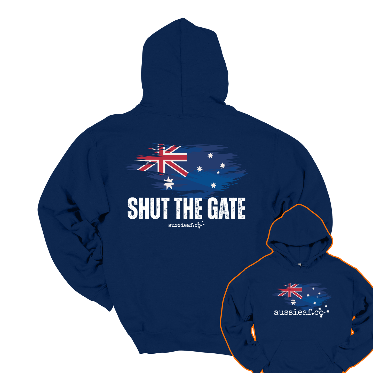 Shut the Gate... Australian Flag Front & Back Print Unisex Heavy Blend Hoodie